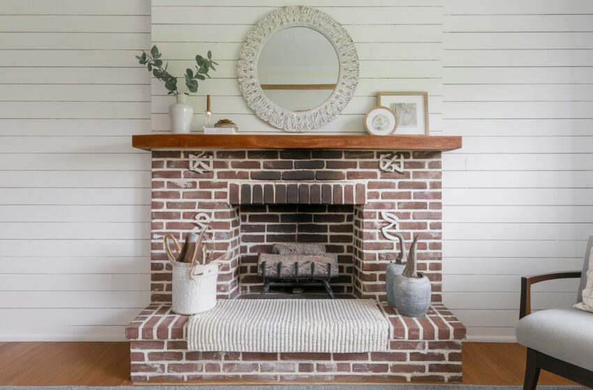 Red Brick Fireplace Makeover