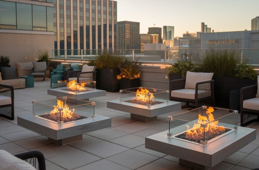 Rooftop Terraces with Glass Fire Pits