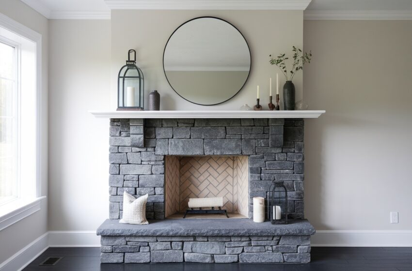 Stone Fireplace Makeover