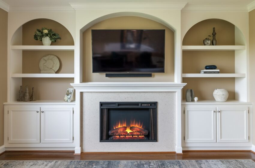 electric fireplace ideas with tv modern