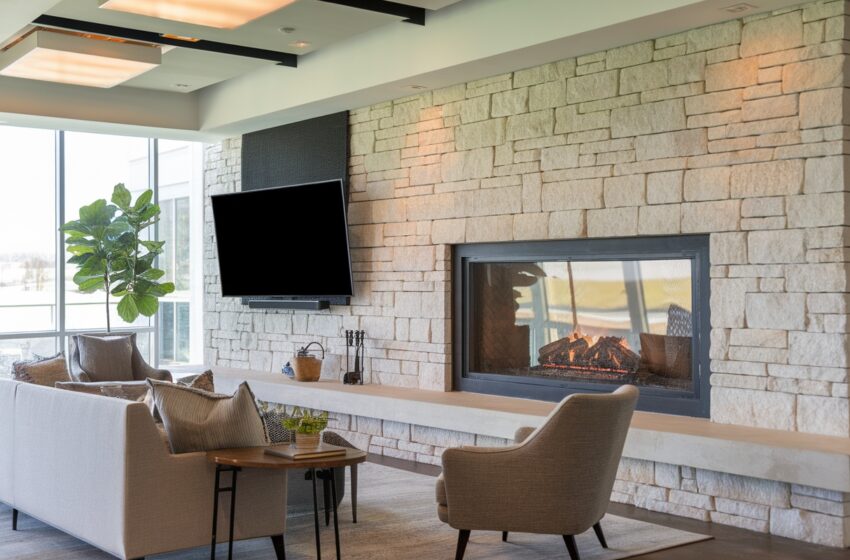 modern fireplace design with tv