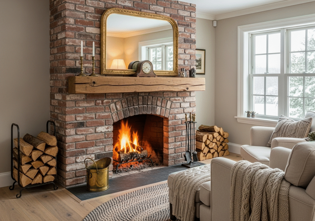 painting a brick fireplace