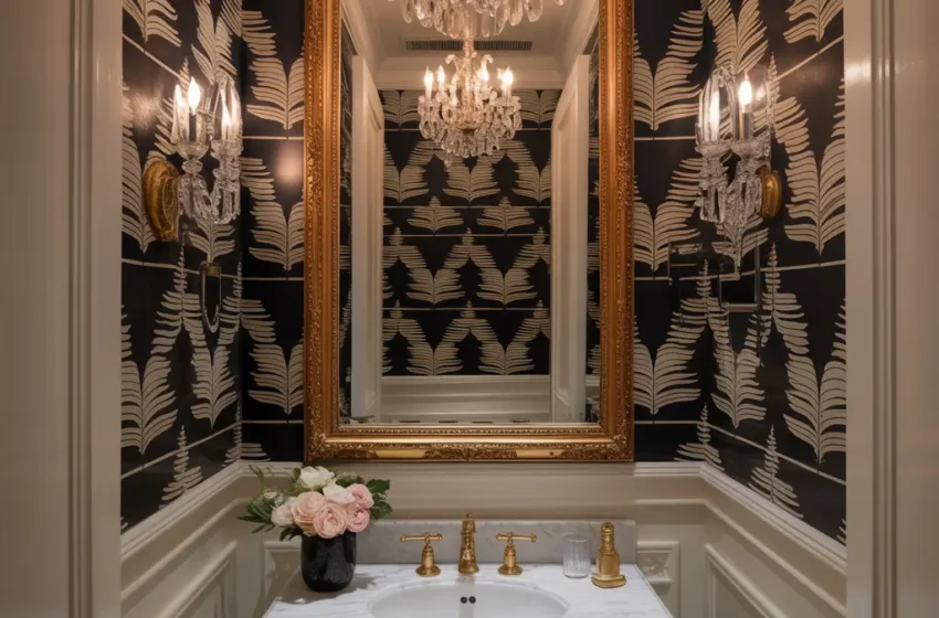  15 Gorgeous Black and White Wallpaper Bathroom Ideas for Home