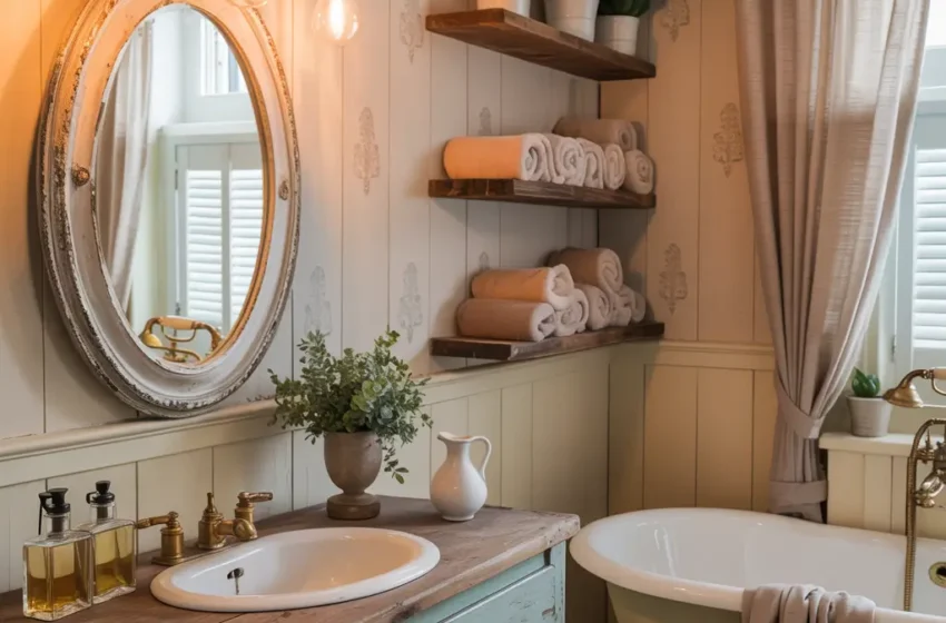 15 Gorgeous Small Farmhouse Bathroom Ideas with Warm Wood