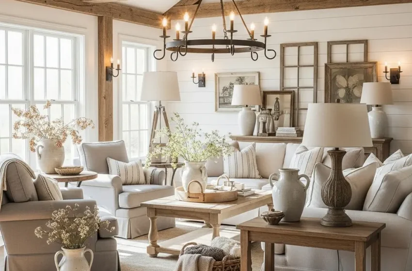  10 Lovely Country Farmhouse Living Room Ideas and Timeless Style