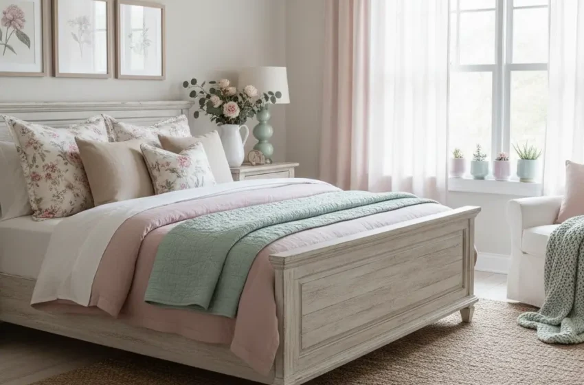  12 Lovely Farmhouse Chic Bedroom Ideas and Warm Accents