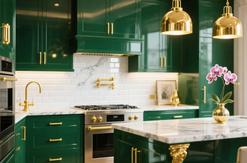  10 Chic Emerald Green Kitchen Cabinets Ideas with Bold Style