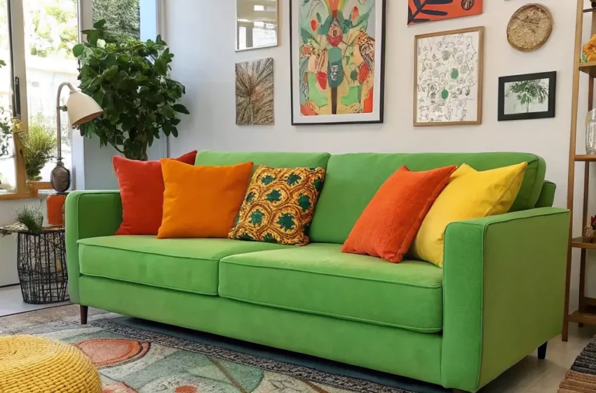  10 Stylish Green Couch Living Room Ideas with Warm Accents