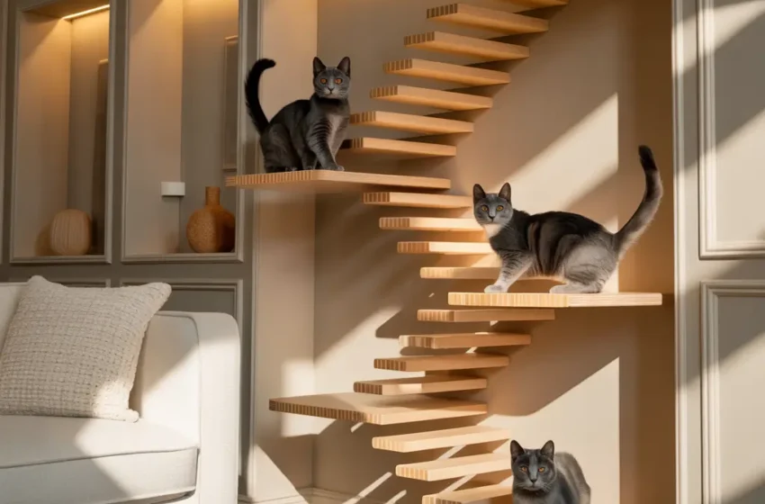  12 Stylish Cat Wall Shelves Ideas for Modern Living Rooms