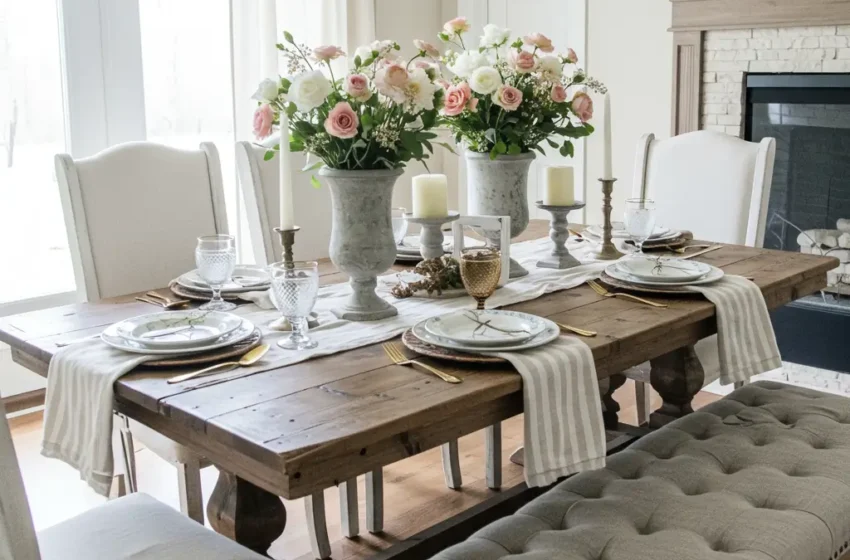  12 Stylish Farmhouse Dining Table Ideas and Space-Saving Designs