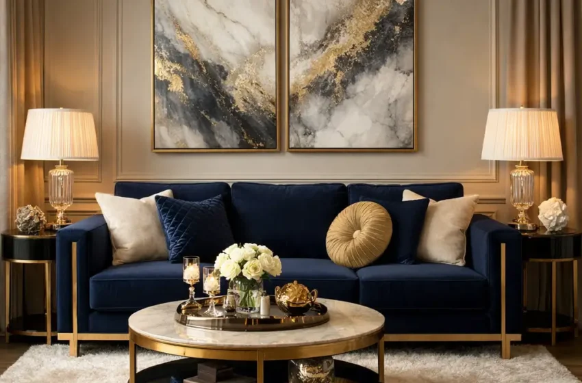  10 Stylish Living Room Ideas Featuring a Navy Blue Sofa